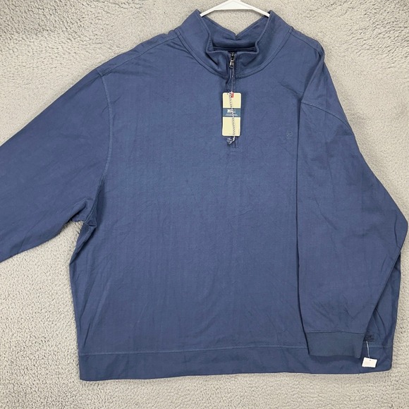 Izod Saltwater Pullover Sweatshirt Men 4XL Big Tall Blue Quarter Zip Sweater NEW - Picture 1 of 10